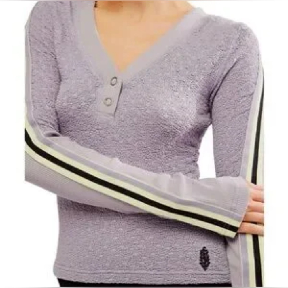 FP Movement by Free People Gray Top with Neon Accents trail blazer combo Large